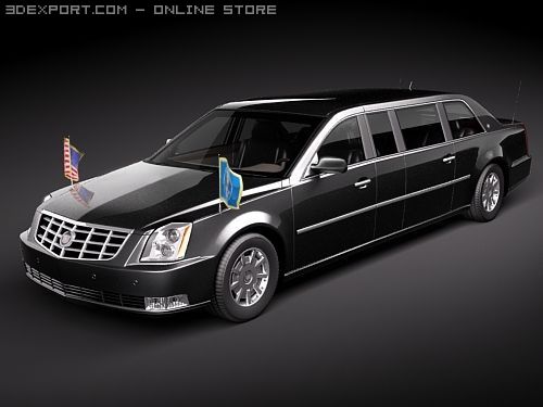 USA Armored Presidental Limousine 3D Модель .c4d .max .obj .3ds .fbx .stl .blend 