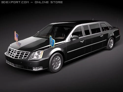 USA Armored Presidental Limousine 3D Model .c4d .max .obj .3ds .fbx .stl .blend 