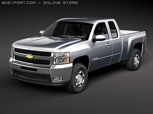 Chevrolet Silverado 2500hd Extended Cab 2010 3D Model .c4d .max .obj .3ds .fbx .stl .blend 