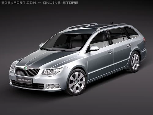 Skoda Superb Combi 2010 3D Model .c4d .max .obj .3ds .fbx .stl .blend