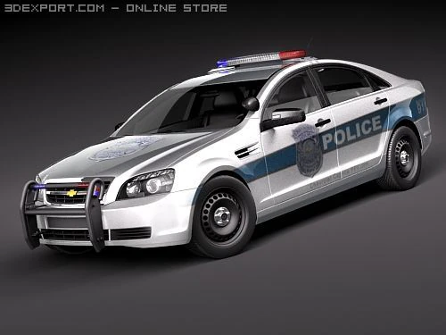 Chevrolet Caprice Impala Police Patrol Vehicle 3D Model .c4d .max .obj .3ds .fbx .stl .blend 