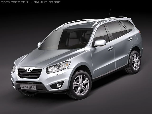 Hyundai Santa Fe 2010 3D Model .c4d .max .obj .3ds .fbx .stl .blend