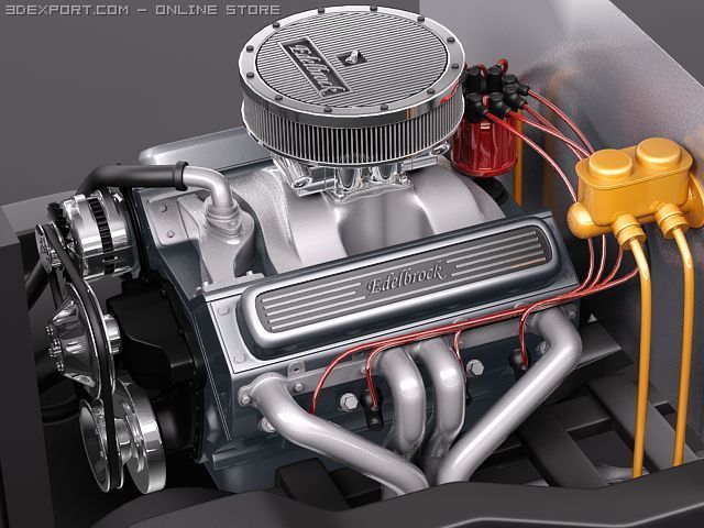 Edelbrock Crate Engine V8 3D Model .c4d .max .obj .3ds .fbx .stl .blend 