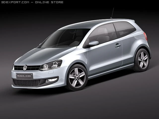 Volkswagen Polo 3-door 2010 3D Model .c4d .max .obj .3ds .fbx .stl .blend 