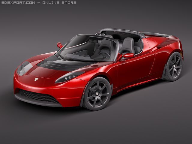 Tesla Roadster 3D Модель .c4d .max .obj .3ds .fbx .stl .blend 