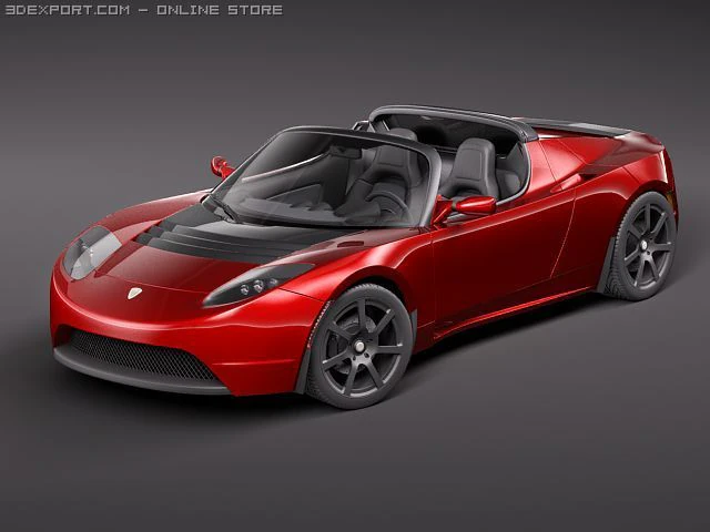 Tesla Roadster 3D Model .c4d .max .obj .3ds .fbx .stl .blend 