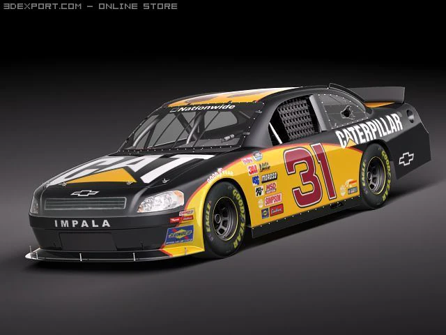 Nascar 2010 Chevrolet Impala SS Cat Godaddy Dupont 3D Model .c4d .max .obj .3ds .fbx .stl .blend