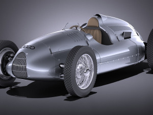 Auto Union Type D 1938 Race Car 3D Модель