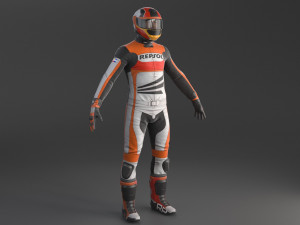 Biker Racing Motorcycle Rider 3D Model