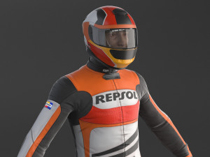 Biker Racing Motorcycle Rider 3D Model