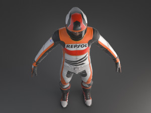 Biker Racing Motorcycle Rider 3D Model