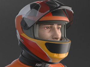 Biker Racing Motorcycle Rider 3D Model