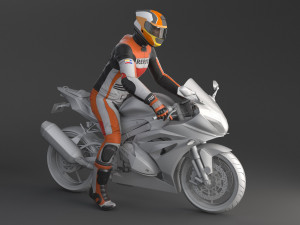Biker Racing Motorcycle Rider 3D Model
