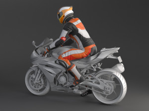Biker Racing Motorcycle Rider 3D Model