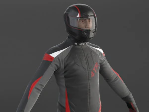Biker Sport Motorcycle Rider 3D Model