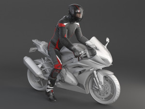 Biker Sport Motorcycle Rider Model 3D