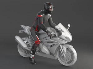Biker Sport Motorcycle Rider 3D Model