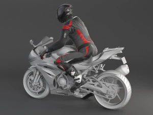 Biker Sport Motorcycle Rider 3D Model