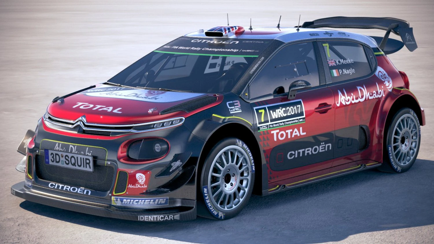 Citroen C3 WRC 2018 3D Model .c4d .max .obj .3ds .fbx .stl .blend 
