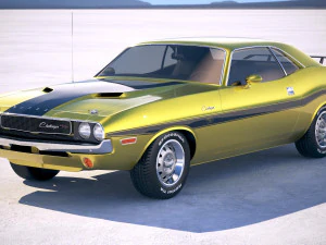 Dodge Challenger 1970 com interior Modelo 3D