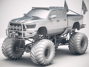 Dodge Ram 1500 Rebel 2019 Monstertruck 3D Model