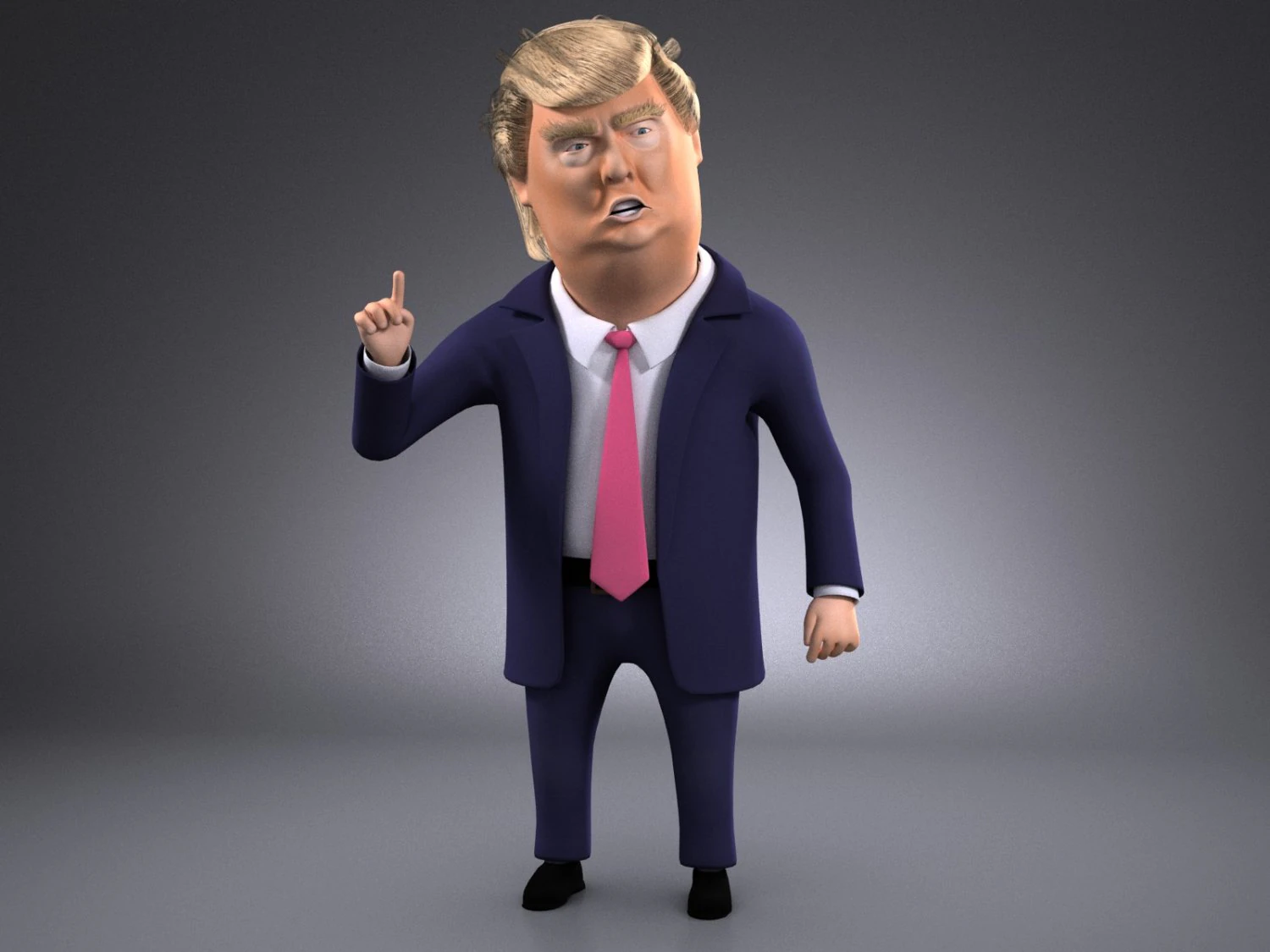 Donald Trump Cartoon rigged for 3dsmax 3D Model .c4d .max .obj .3ds .fbx .stl .blend