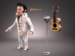 Elvis Presley The King Cartoon Modèle 3D