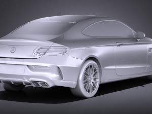 Mercedes-Benz C63 AMG Coupe 2017 Lowpoly 3D Model