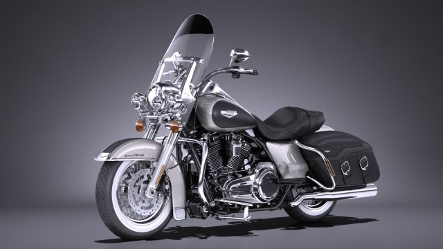 Harley-Davidson Road King 2018 3D Model .c4d .max .obj .3ds .fbx .stl .blend 