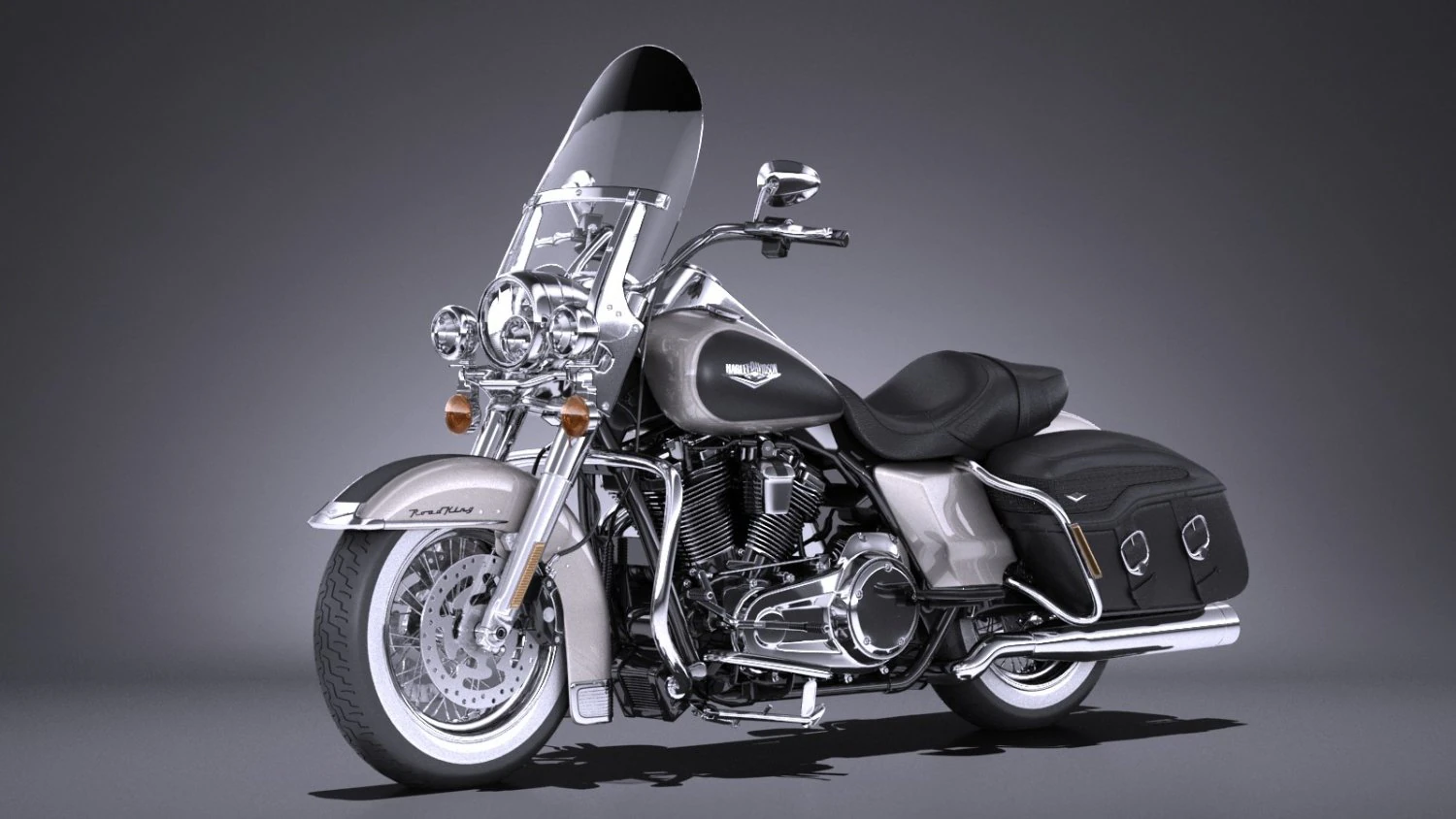 Harley-Davidson Road King 2018 3D Model .c4d .max .obj .3ds .fbx .stl .blend