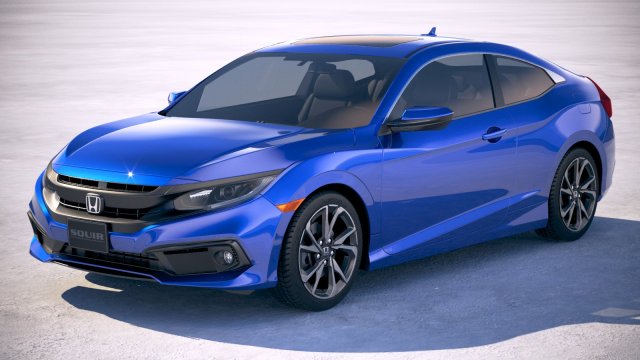 Honda Civic Coupe 2019 3D Model .c4d .max .obj .3ds .fbx .stl .blend 