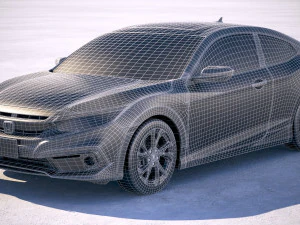 Honda Civic Coupe Led 2019 3D Model