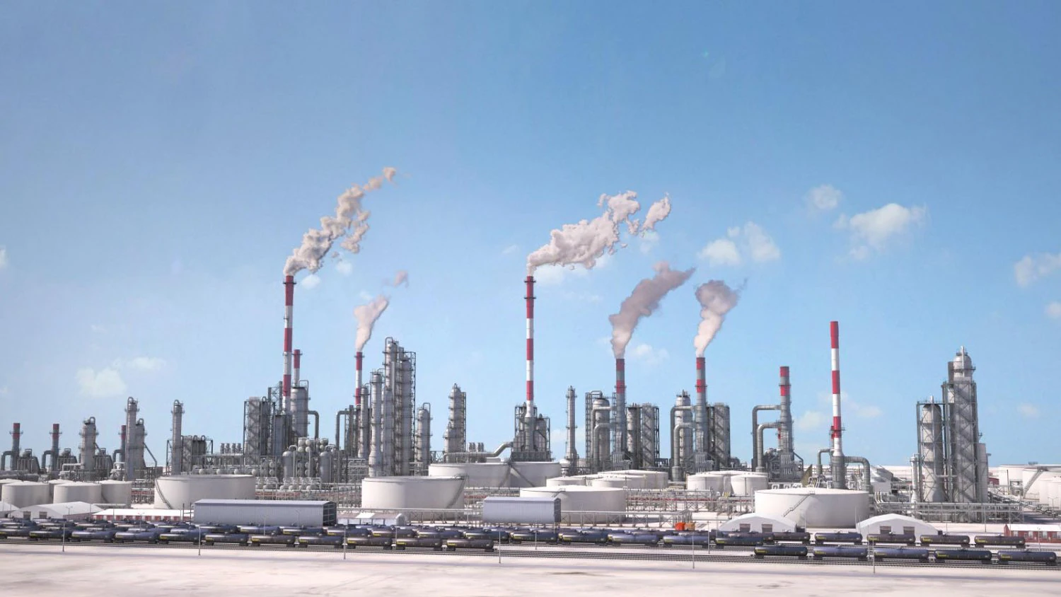 Huge Refinery 3D Model .c4d .max .obj .3ds .fbx .stl .blend