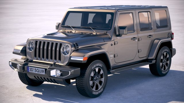 Jeep Wrangler Unlimited Sahara 2018 3Dモデル .c4d .max .obj .3ds .fbx .stl .blend