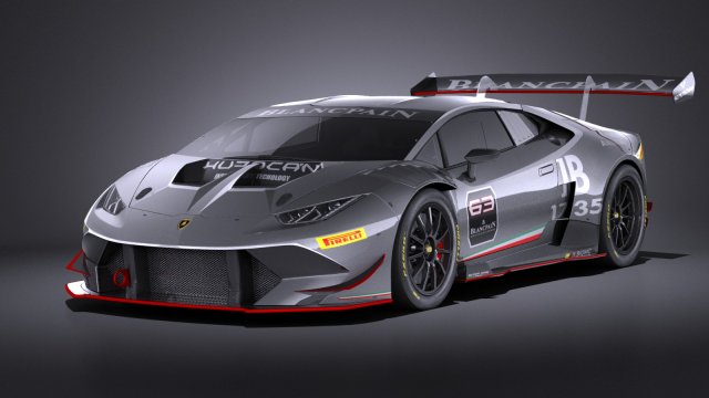 Huracan LP-620 2 Super Trofeo 2017 vray 3D Model .c4d .max .obj .3ds .fbx .stl .blend