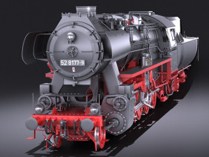 Locomotive BR-52 Steam Train 3D Model