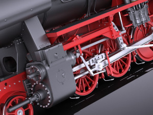 Locomotive BR-52 Steam Train 3D Model