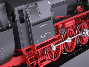 Locomotive BR-52 Steam Train 3D Model