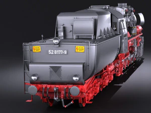 Locomotive BR-52 Steam Train 3D Model