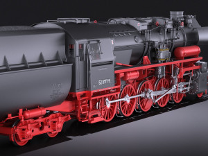 Locomotive BR-52 Steam Train 3D Model
