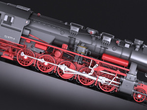 Locomotive BR-52 Steam Train 3D Model