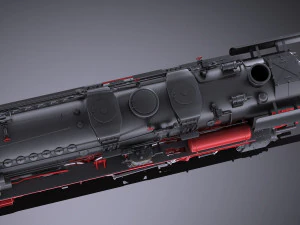 Locomotive BR-52 Steam Train 3D Model