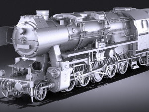 Locomotive BR-52 Steam Train 3D Model