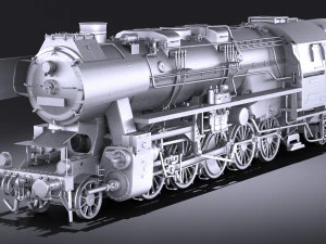 Locomotive BR-52 Steam Train 3D Model