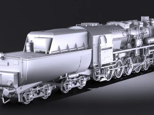 Locomotive BR-52 Steam Train 3D Model
