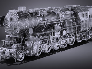 Locomotive BR-52 Steam Train 3D Model