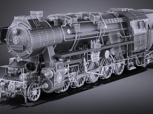 Locomotive BR-52 Steam Train 3D Model