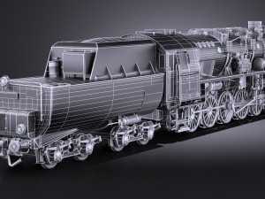 Locomotive BR-52 Steam Train 3D Model