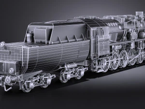 Locomotive BR-52 Steam Train 3D Model