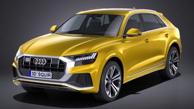 Audi Q8 S-line 2019 lowpoly 3D Model .c4d .max .obj .3ds .fbx .stl .blend